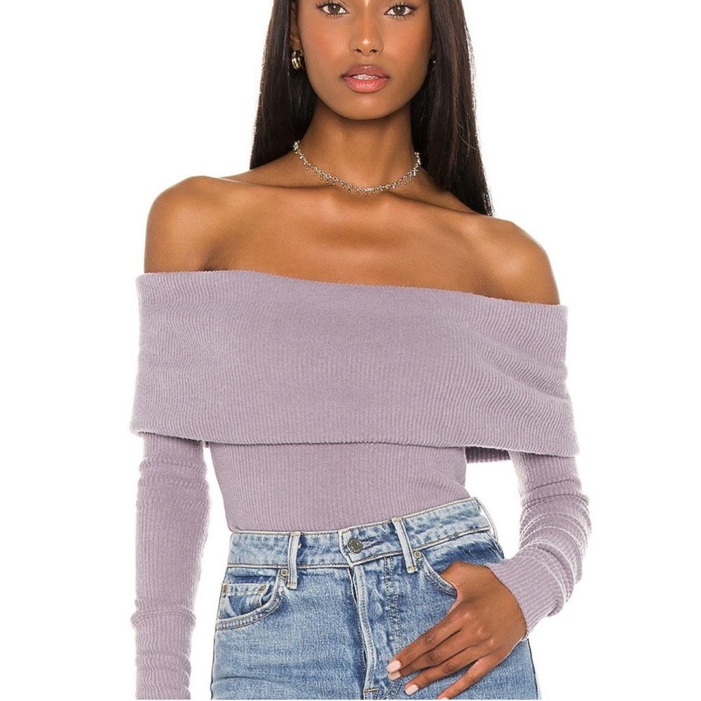 Free People Off-Shoulder Lavender Sweater